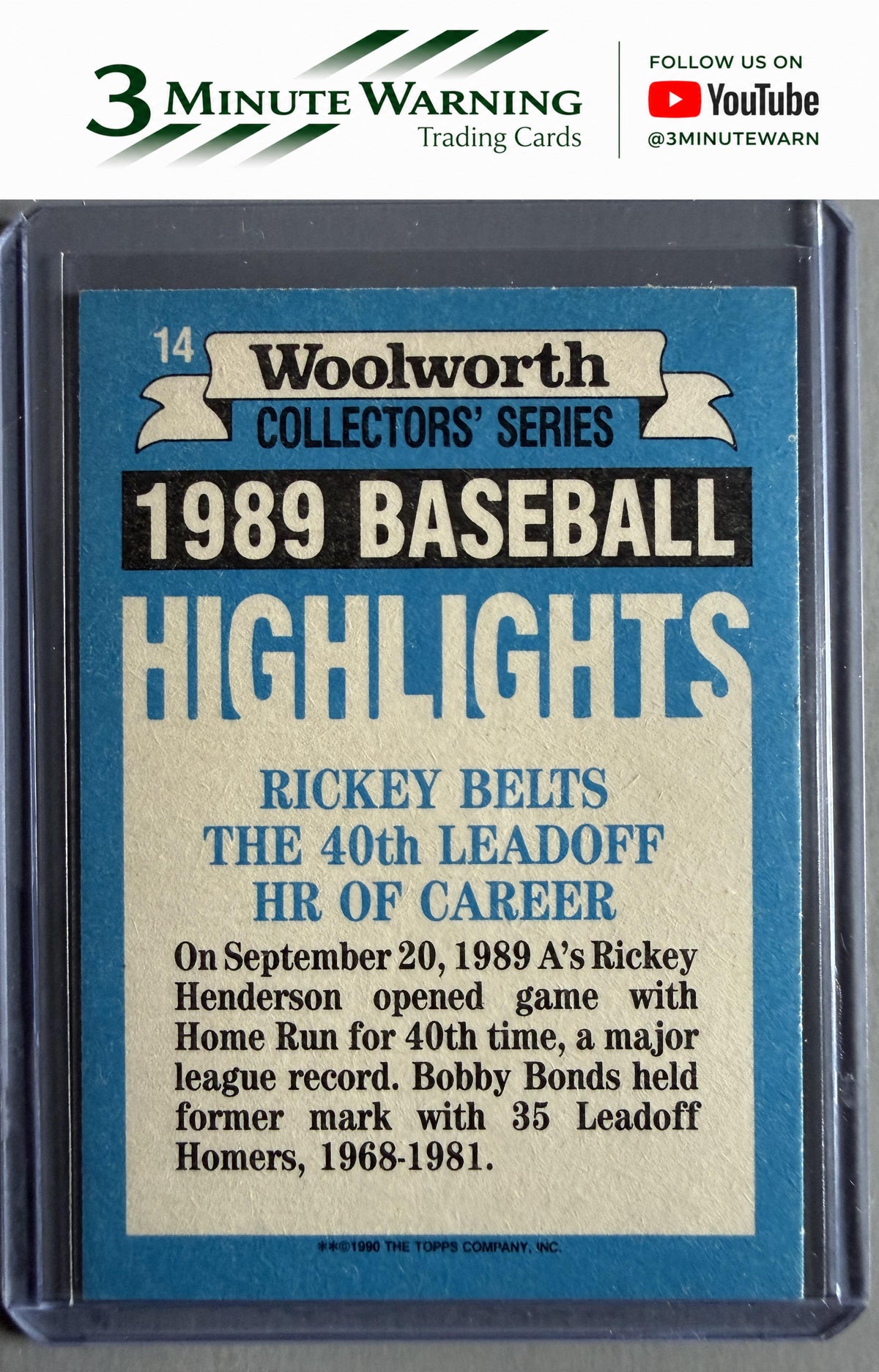 1990 Topps Woolworth Baseball Highlights #14 Rickey Henderson