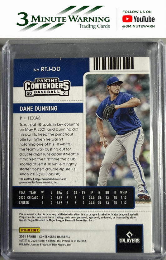 2021 Panini Contenders #RTJ-DD Dane Dunning Rookie Ticket Jersey