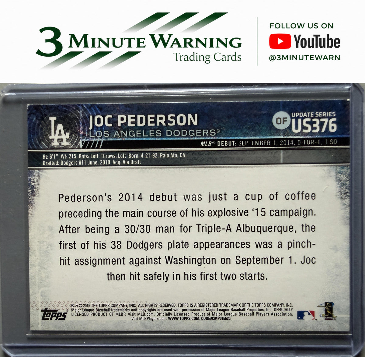2015 Topps Update #US376 Joc Pederson