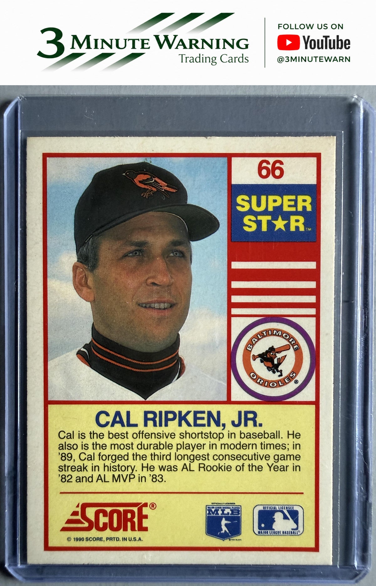 1990 Score 100 Superstars #66 Cal Ripken, Jr.