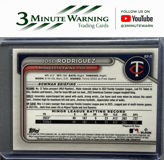 2024 Bowman #BCP-71 Jose Rodriguez Chrome Prospects