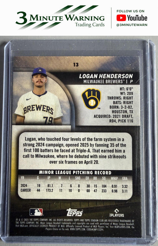 2025 Stadium Club #13 Logan Henderson