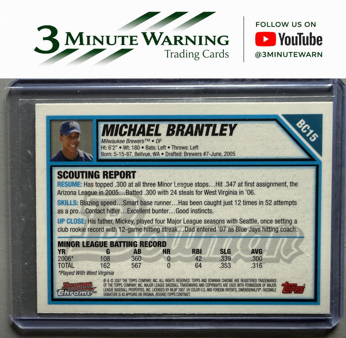 2007 Bowman #BC15 Michael Brantley Chrome Prospects