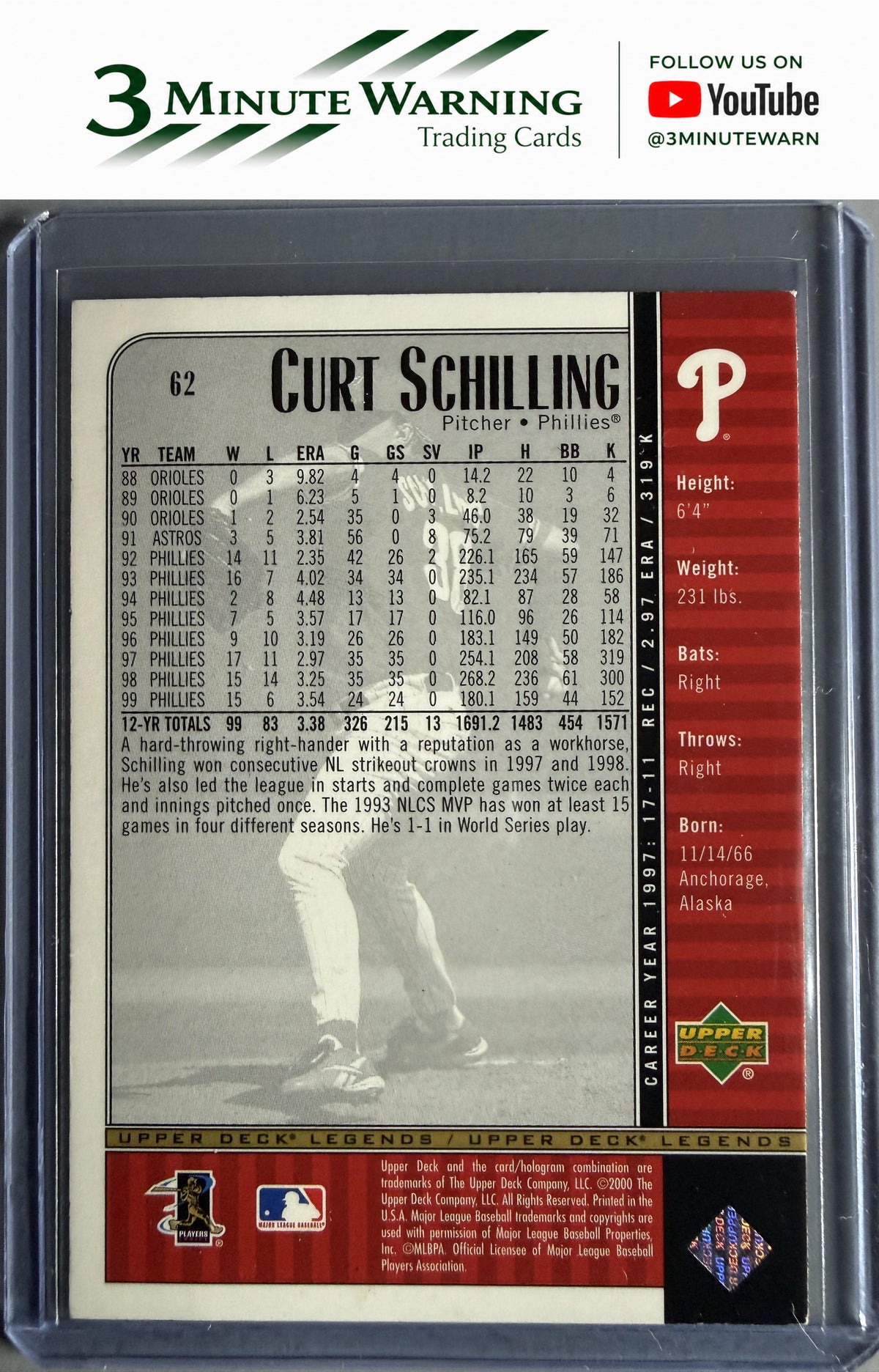 2000 Upper Deck Legends #62 Curt Schilling