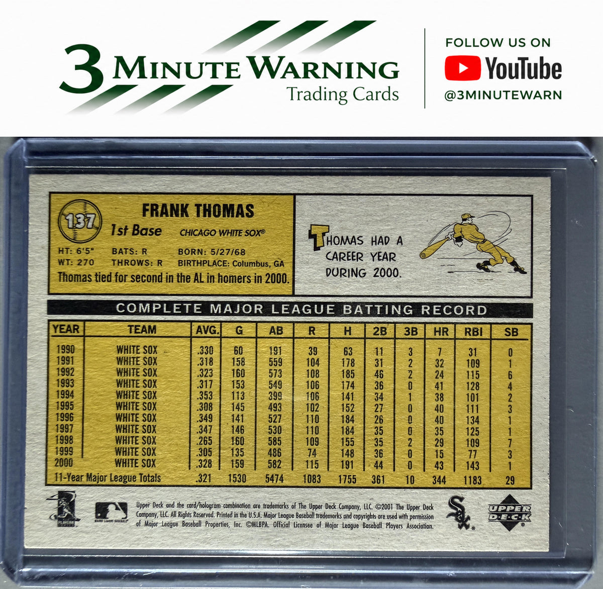 2001 Upper Deck Vintage #137 Frank Thomas