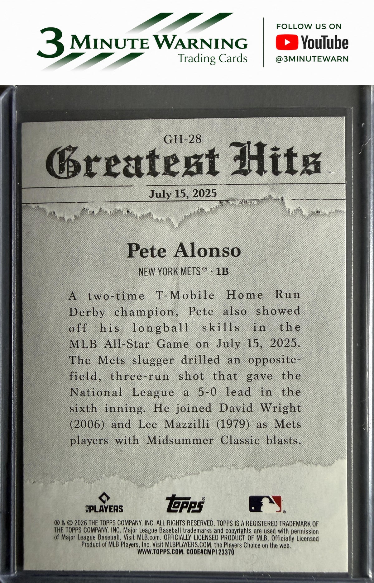 2026 Topps #GH-28 Pete Alonso 2025 Greatest Hits