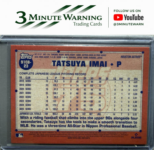 2026 Topps Chrome #91CB-23 Tatsuya Imai 1991 Topps Baseball