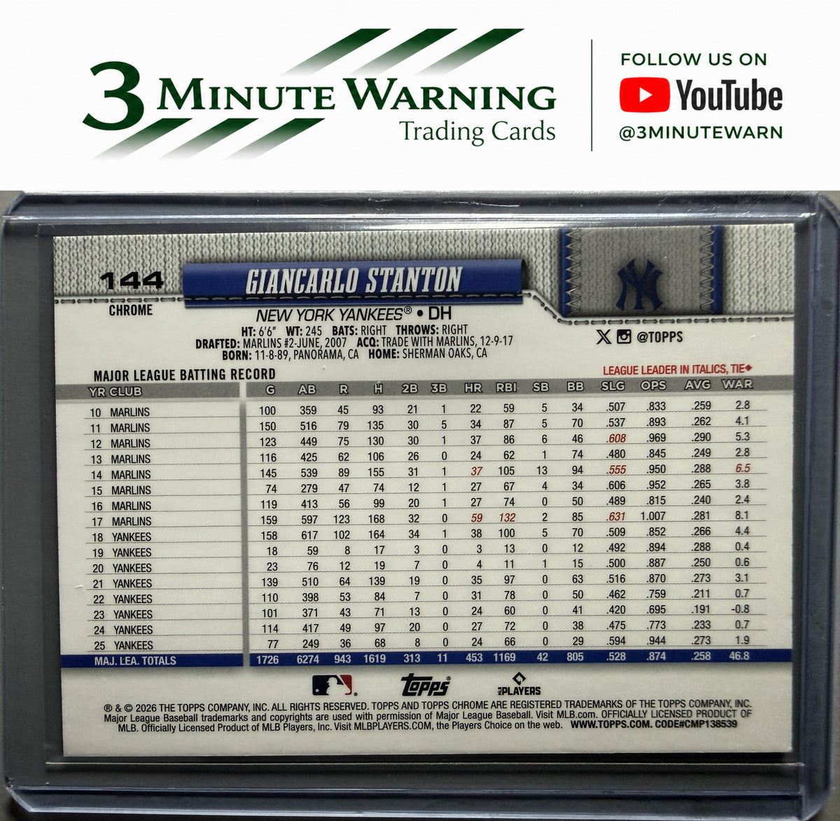 2026 Topps Chrome #144 Giancarlo Stanton
