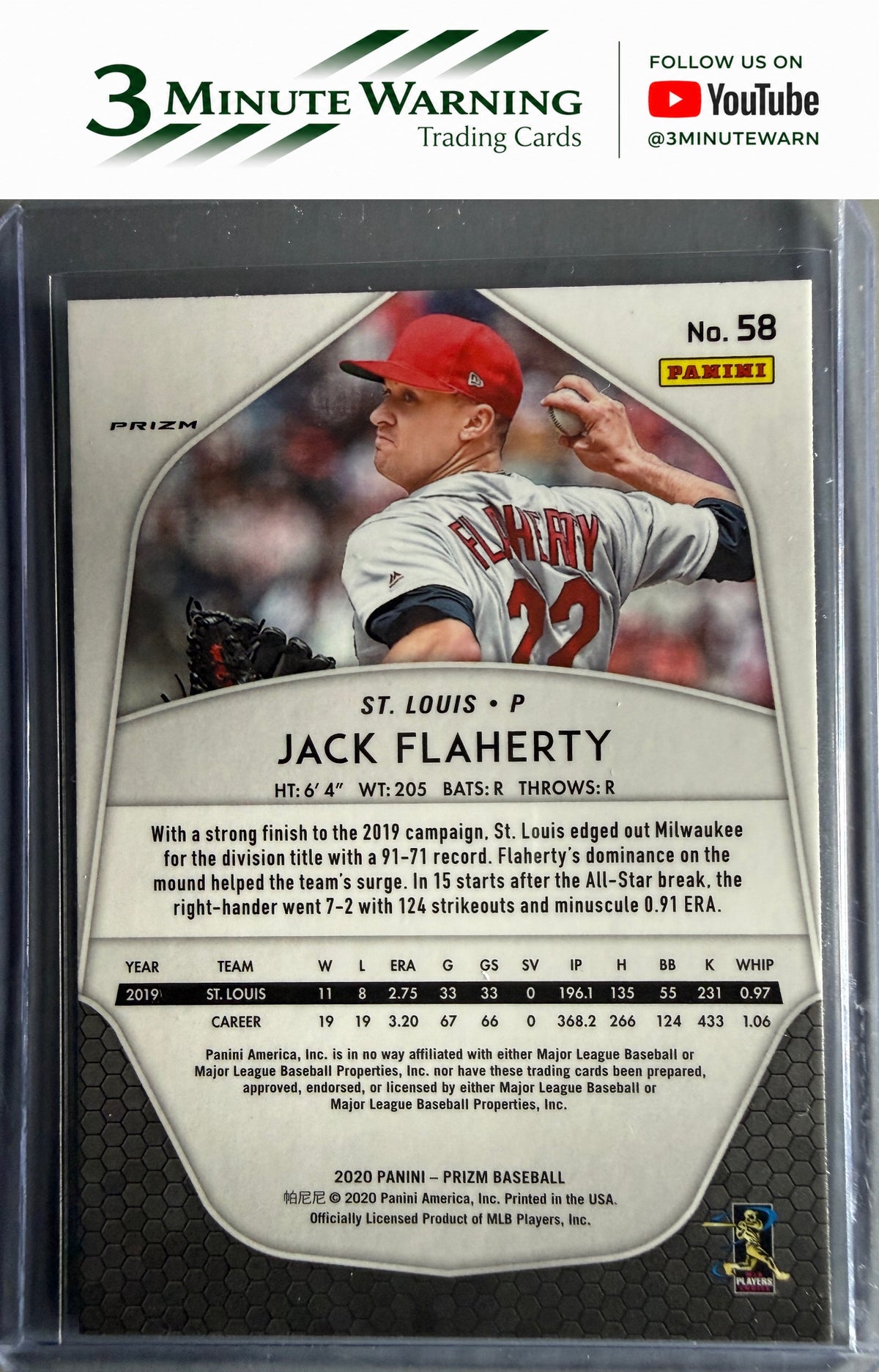2020 Panini Prizm #58 Jack Flaherty Red, White and Blue Prizm
