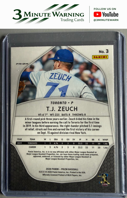 2020 Panini Prizm #3 T.J. Zeuch Red, White and Blue Prizm
