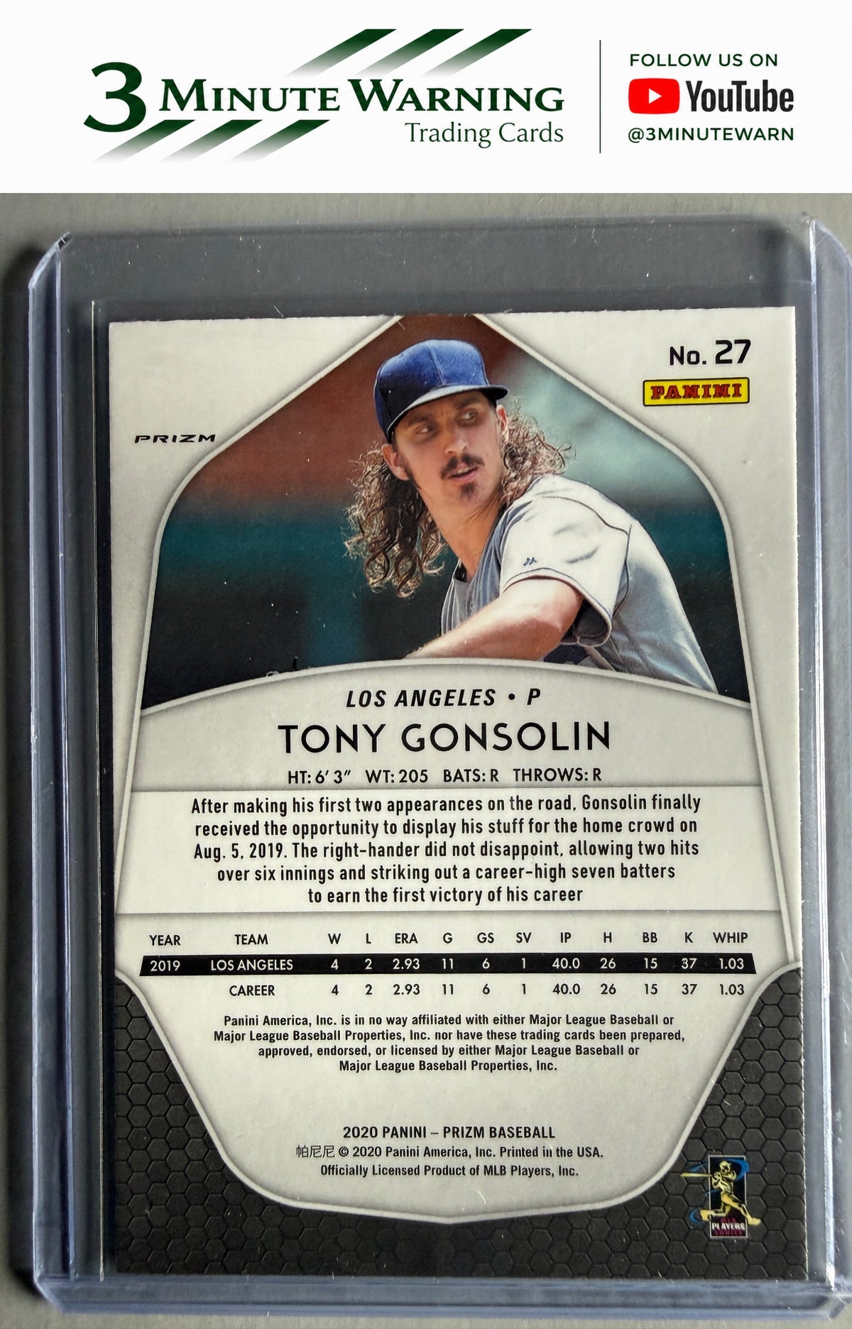 2020 Panini Prizm #27 Tony Gonsolin Red, White and Blue Prizm