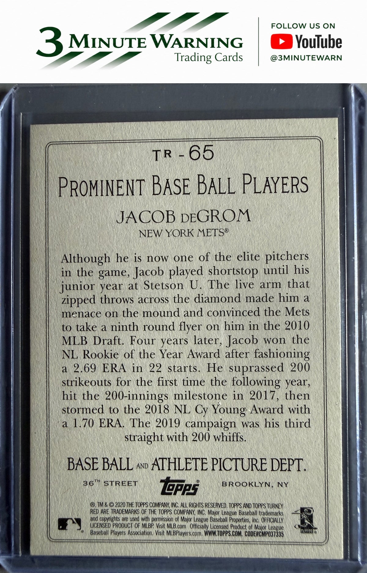 2020 Topps #OTR-29 Jacob deGrom Turkey Red 2020 Box Toppers
