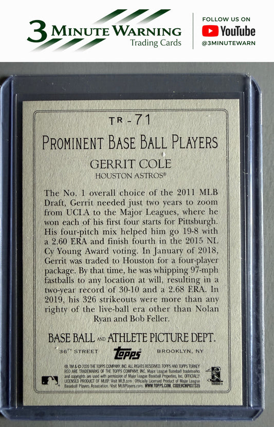 2020 Topps #TR-71 Gerrit Cole Turkey Red 2020 (Series 1)