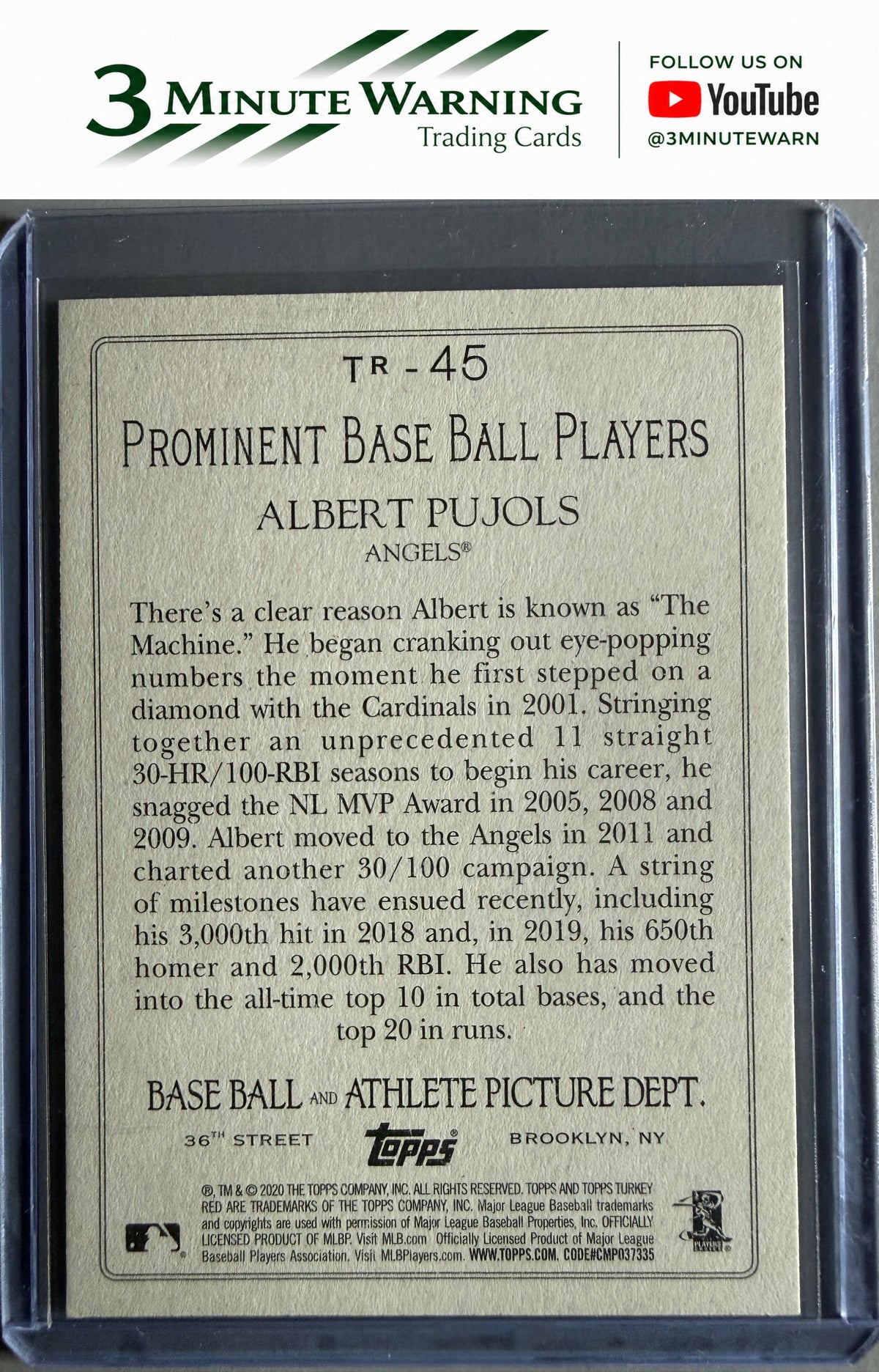 2020 Topps #TR-45 Albert Pujols Turkey Red 2020 (Series 1)
