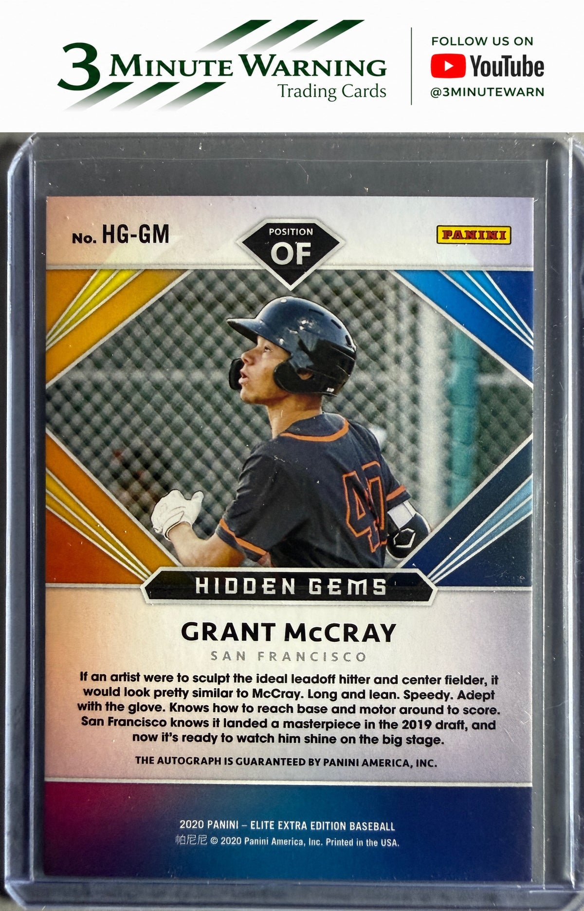 2020 Panini Elite Extra Edition #HG-GM Grant McCray Hidden Gems Black