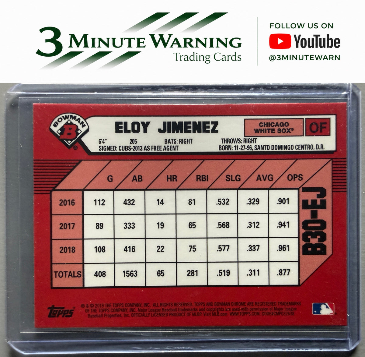 2019 Bowman #B30-EJ Eloy Jimenez 30th Anniversary Bowman