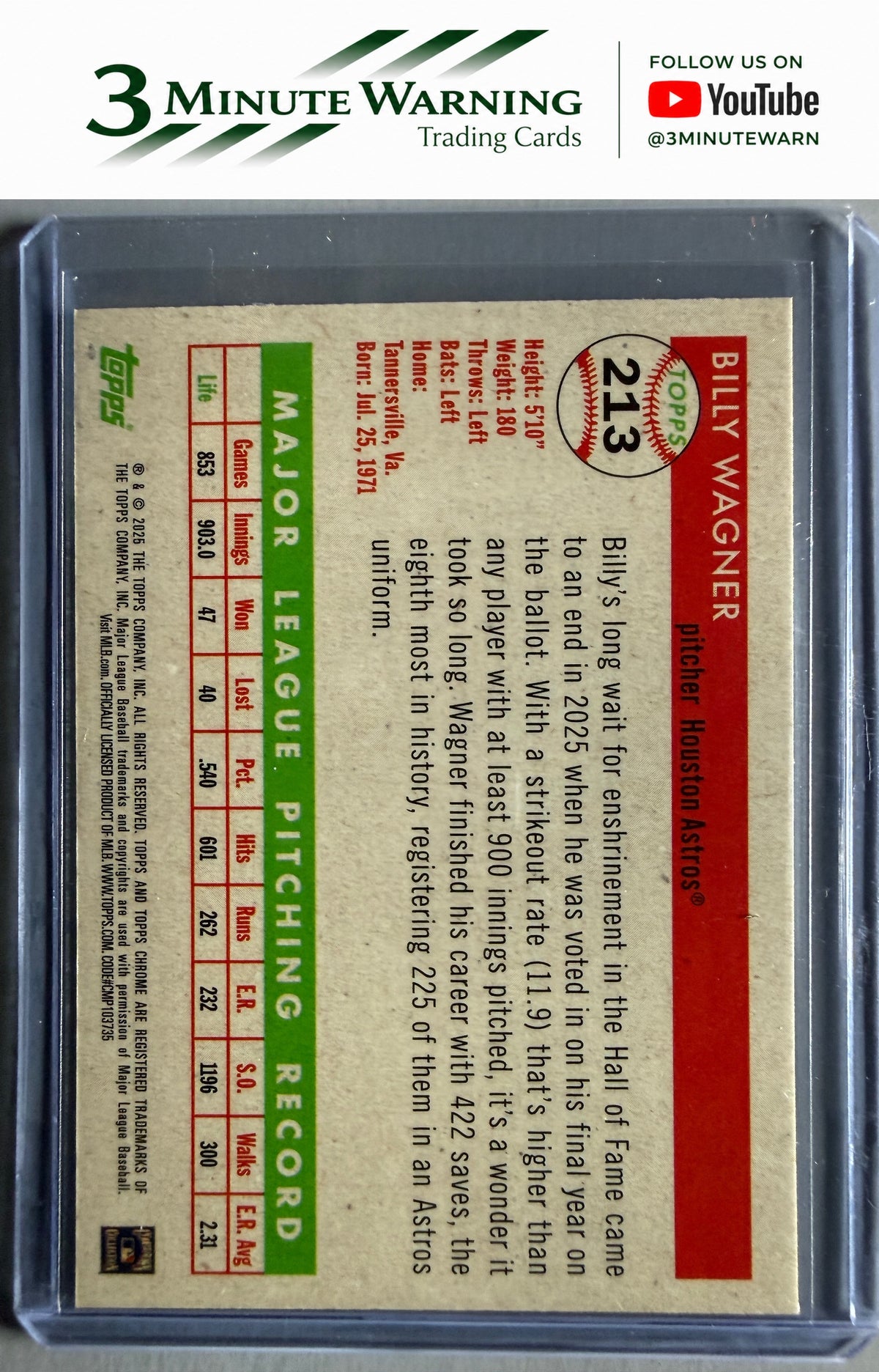 2025 Topps Chrome Platinum #213 Billy Wagner