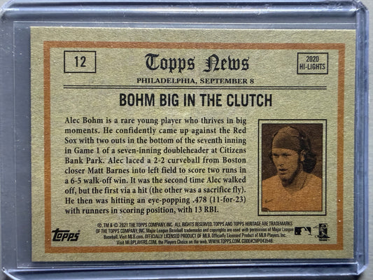 2021 Topps Heritage #12 Alec Bohm