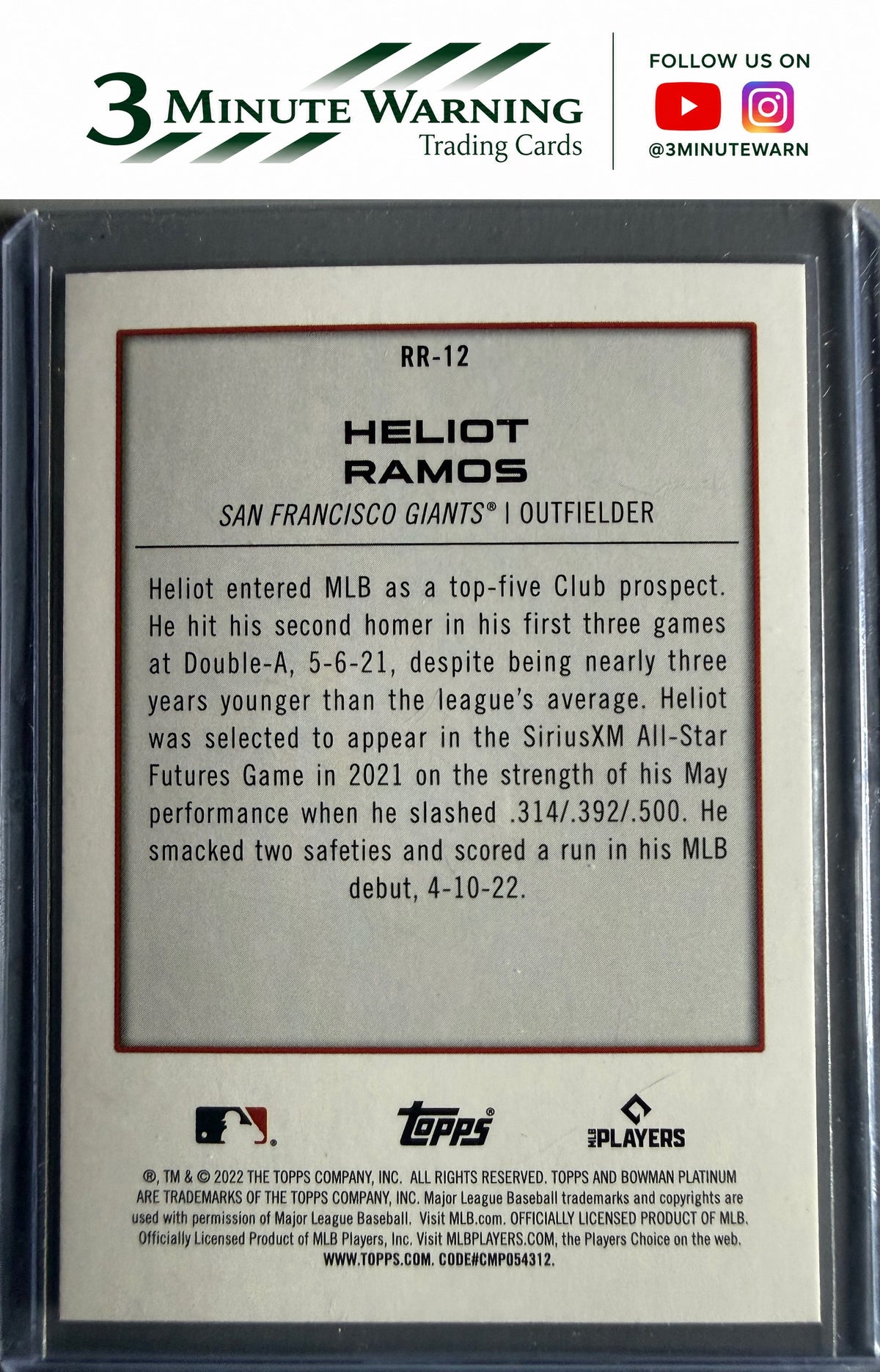 2022 Bowman Platinum #RR-12 Heliot Ramos Renowned Rookies