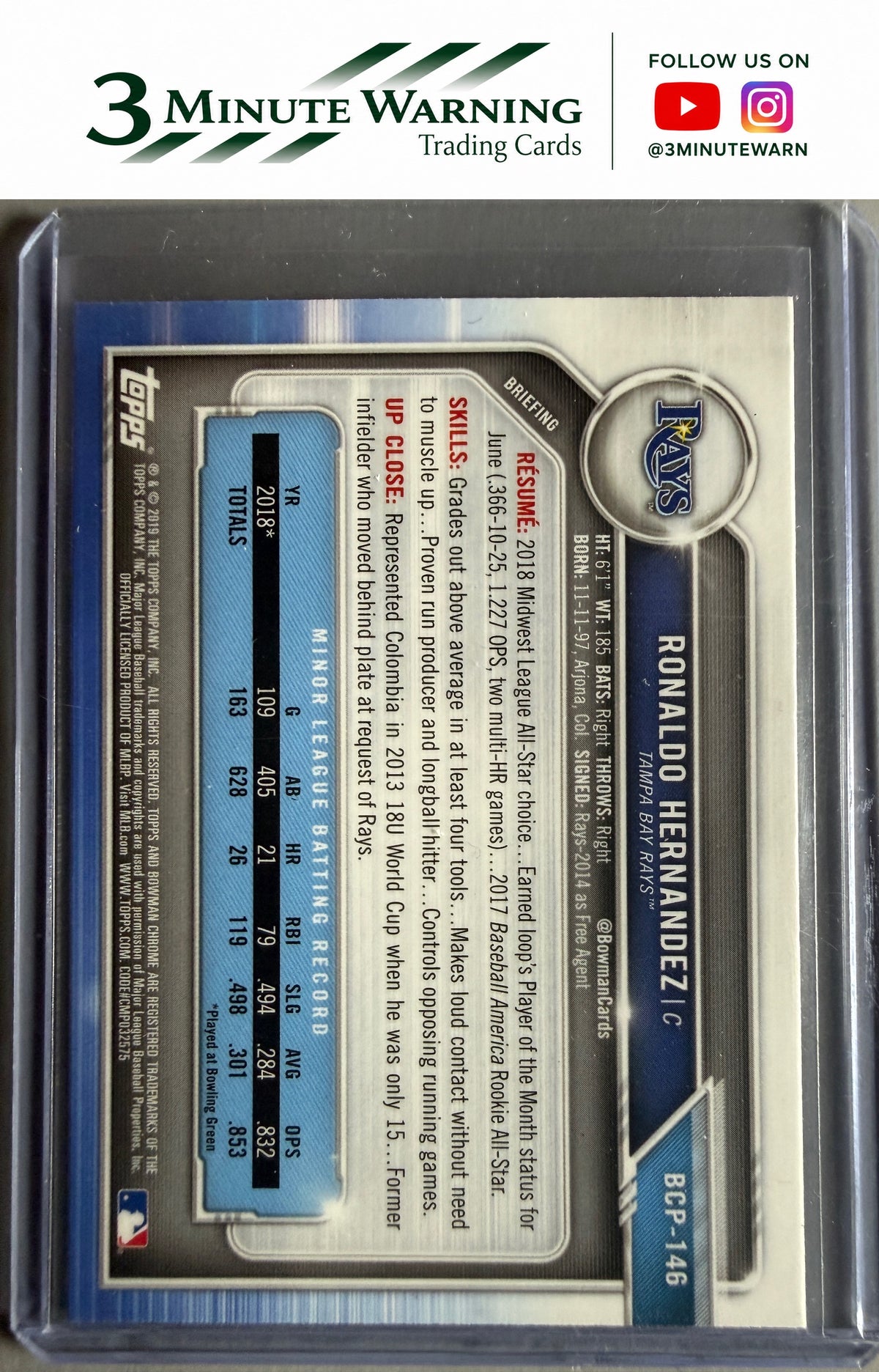 2019 Bowman #BCP-146 Ronaldo Hernandez Chrome Prospects