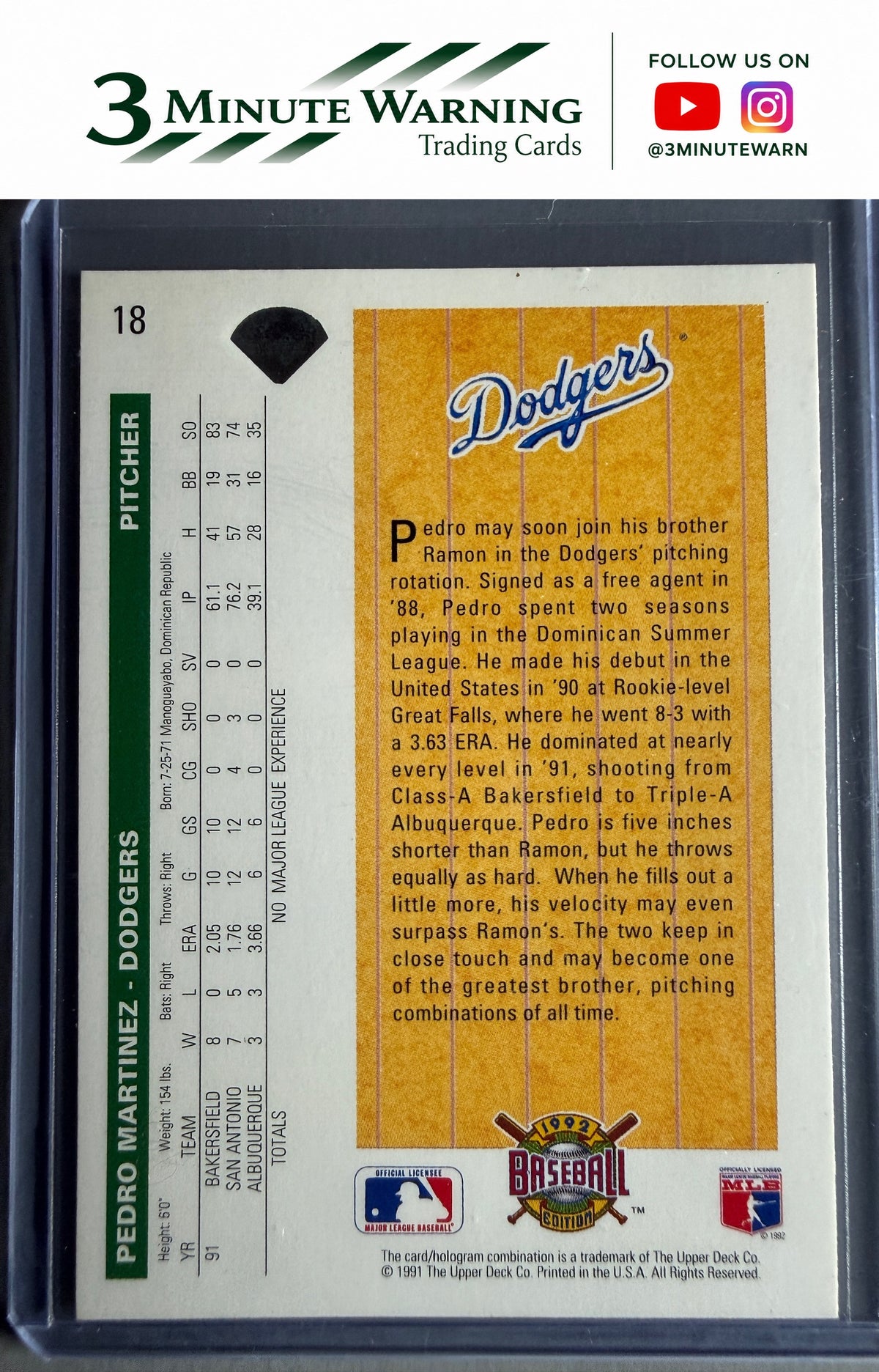 1992 Upper Deck #18 Pedro Martinez