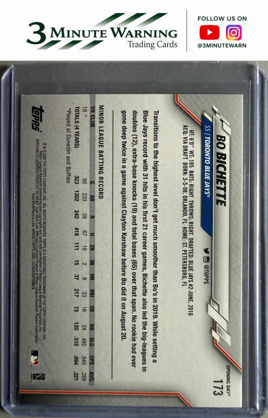 2020 Topps Opening Day #173a Bo Bichette