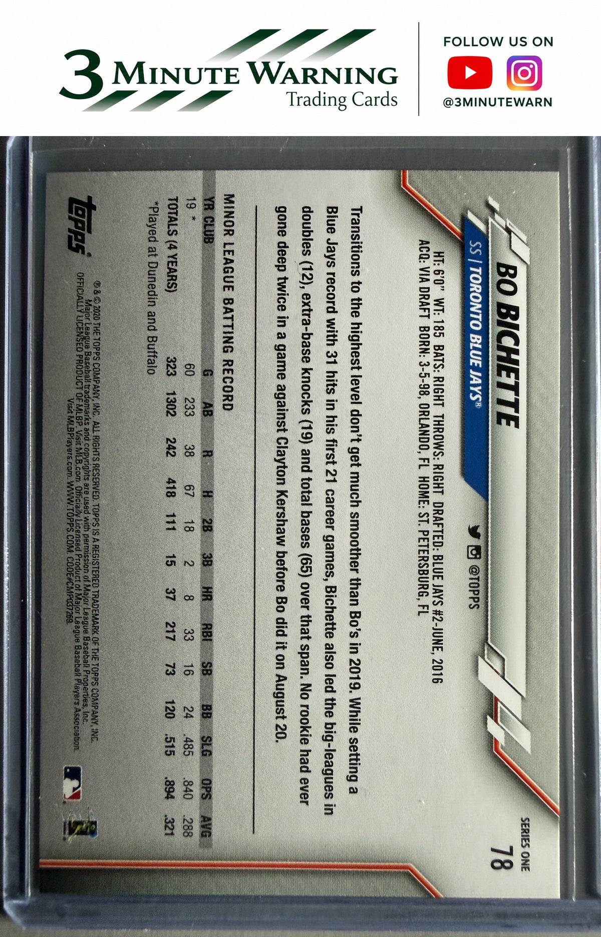 2020 Topps #78 Bo Bichette