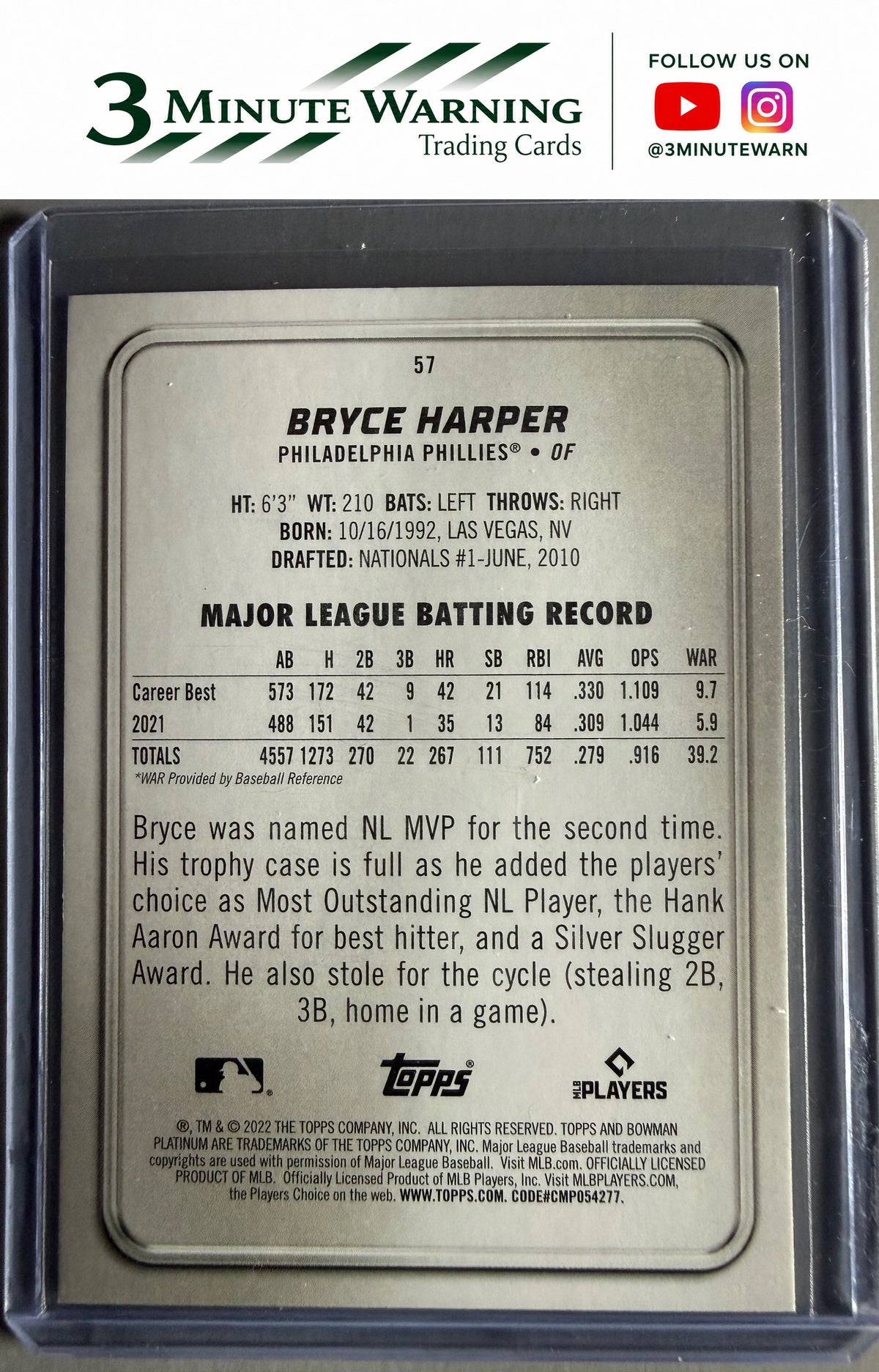 2022 Bowman Platinum #57 Bryce Harper