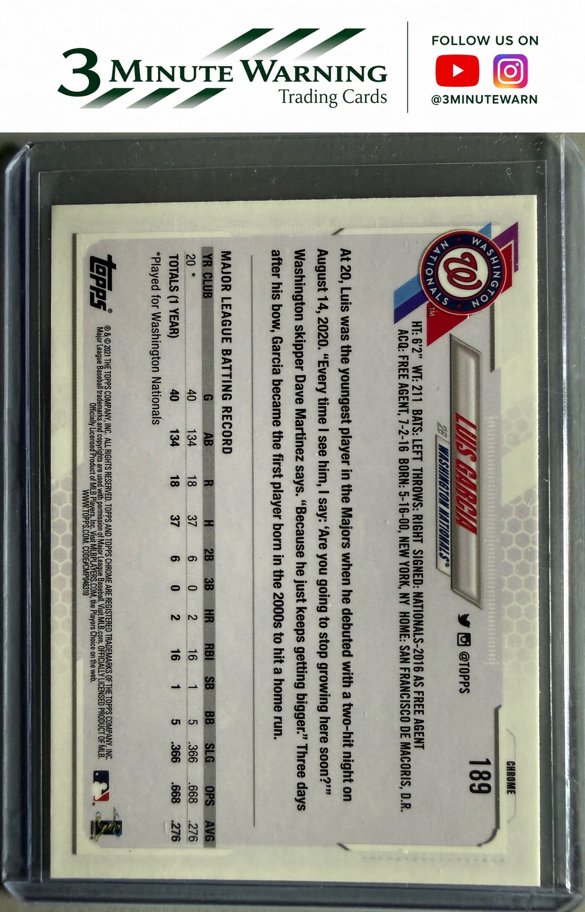 2021 Topps Chrome #189 Luis Garcia