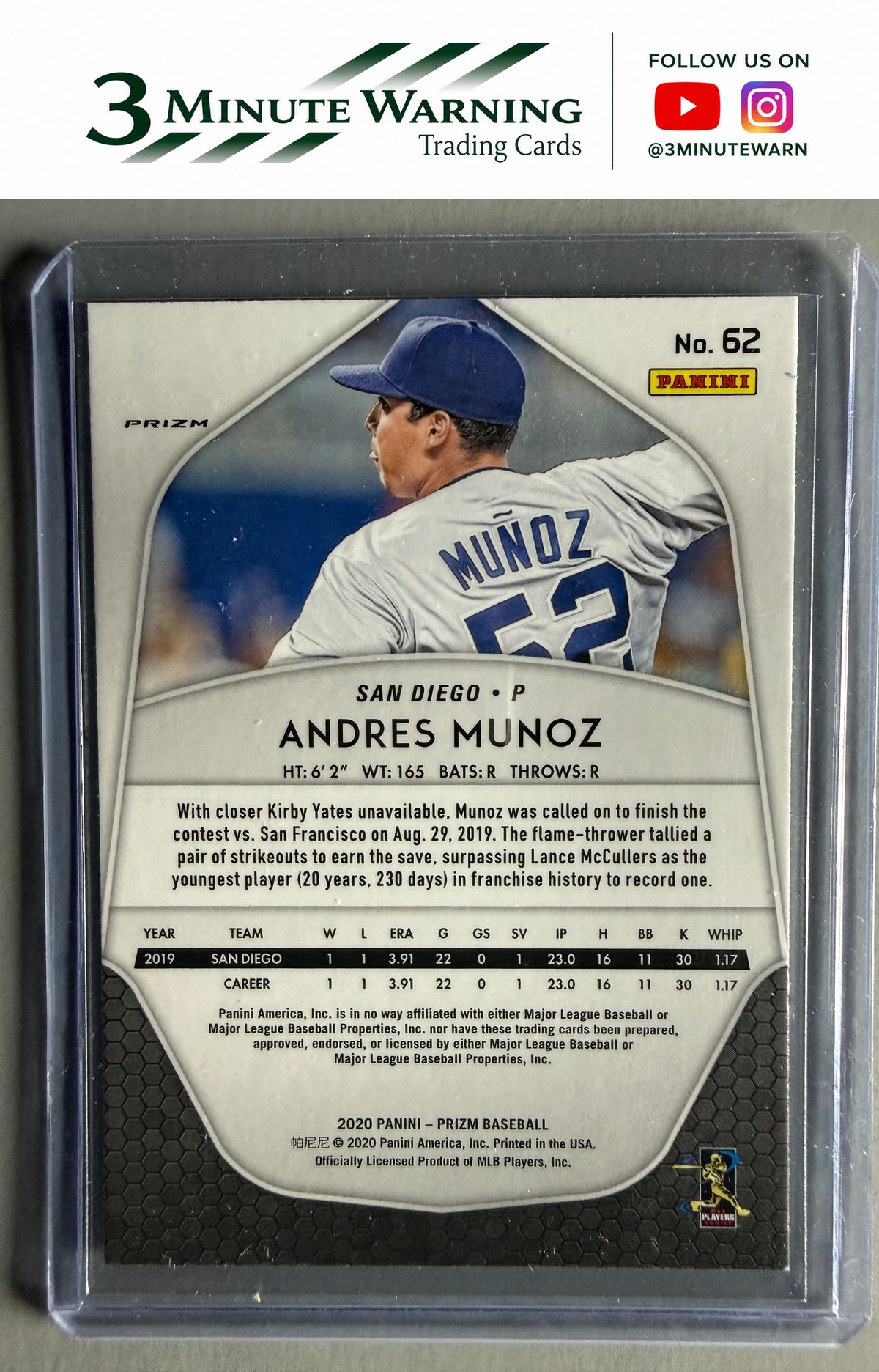 2020 Panini Prizm #62 Andres Munoz Red, White and Blue Prizm