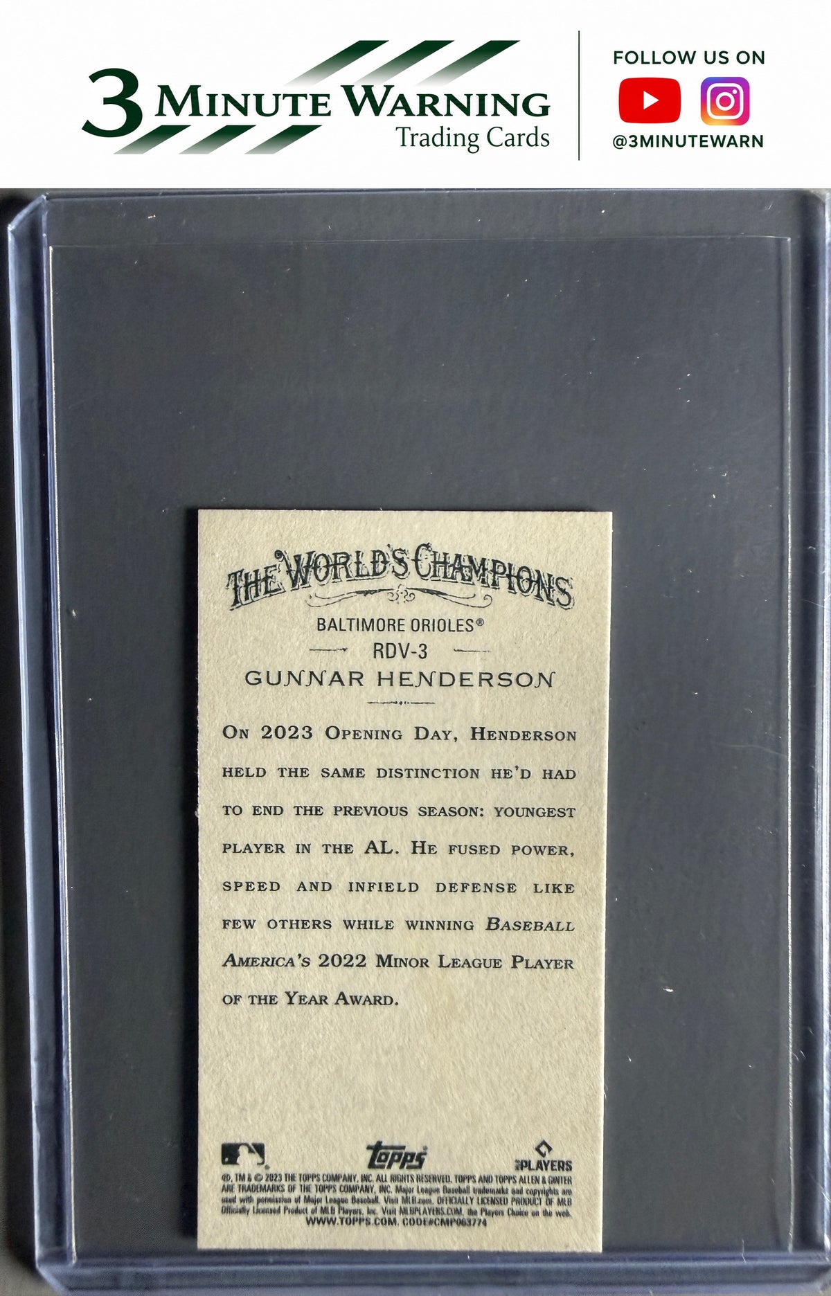 2023 Topps Allen & Ginter #RDV-3 Gunnar Henderson Mini Rookie Design Variations