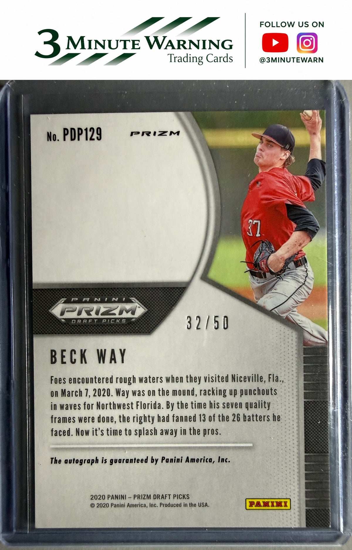 2020 Panini Prizm Draft Picks #PDP129 Beck Way Base Autographs Red Prizm #/50