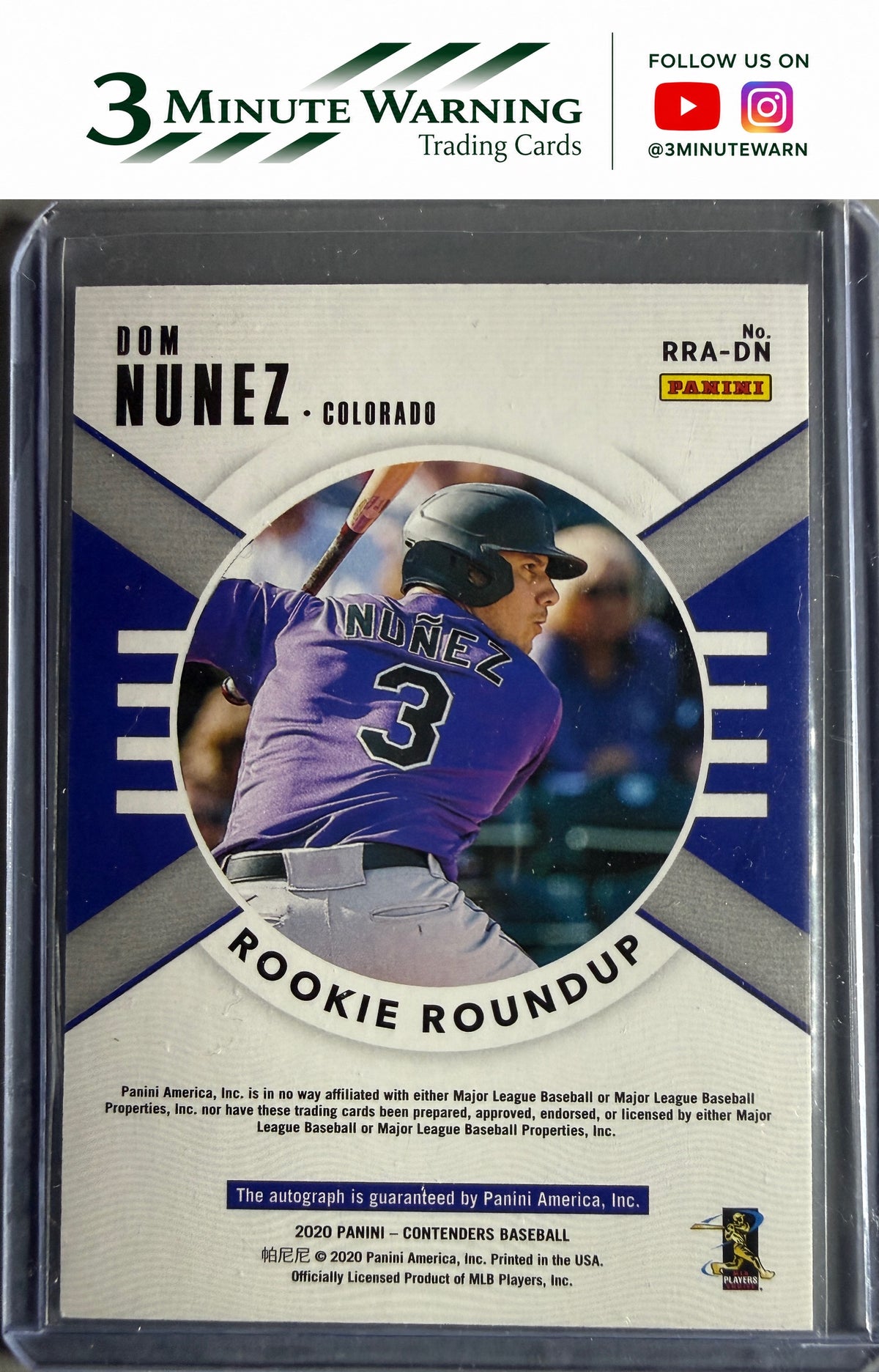 2020 Panini Contenders #RRA-DN Dom Nunez Rookie Roundup Autographs