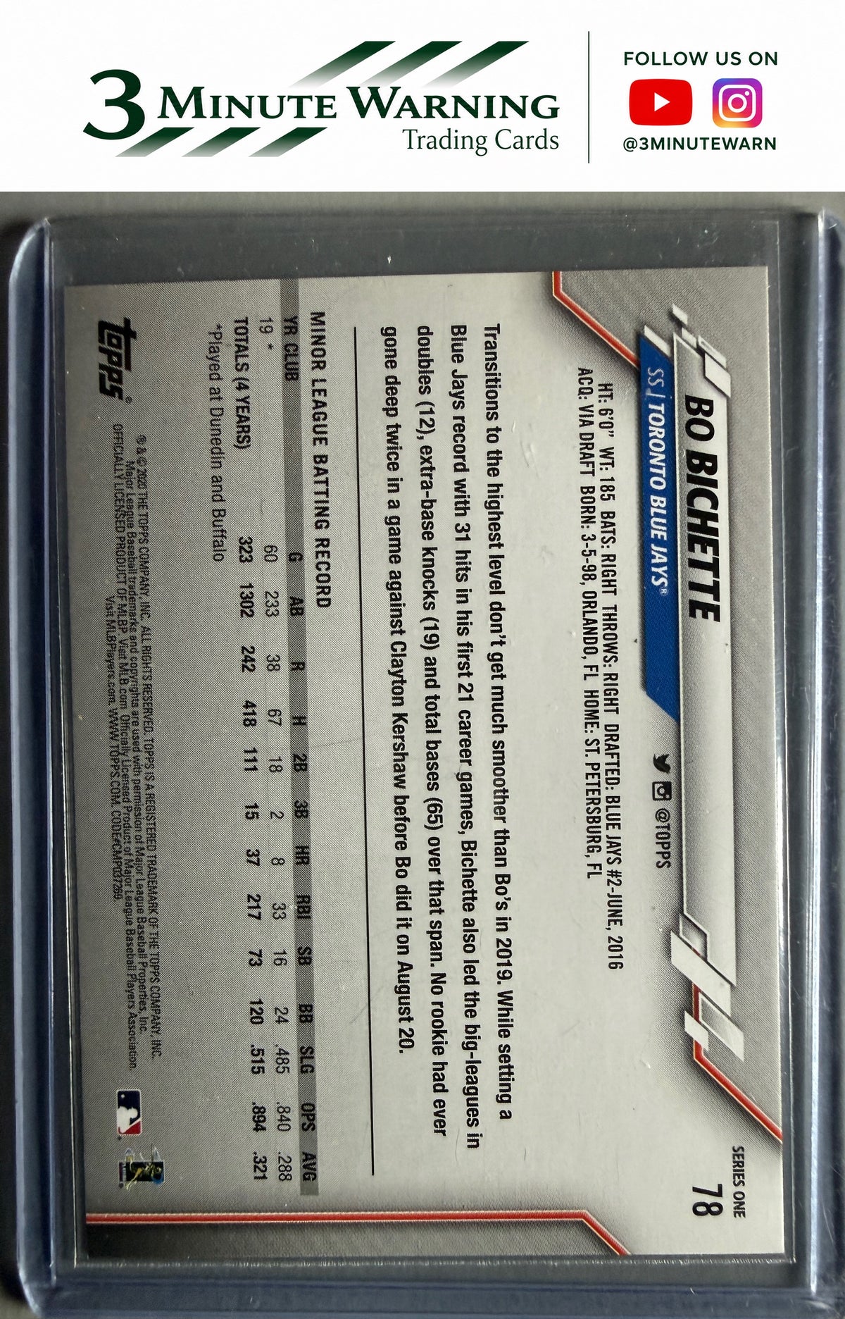 2020 Topps #78 Bo Bichette