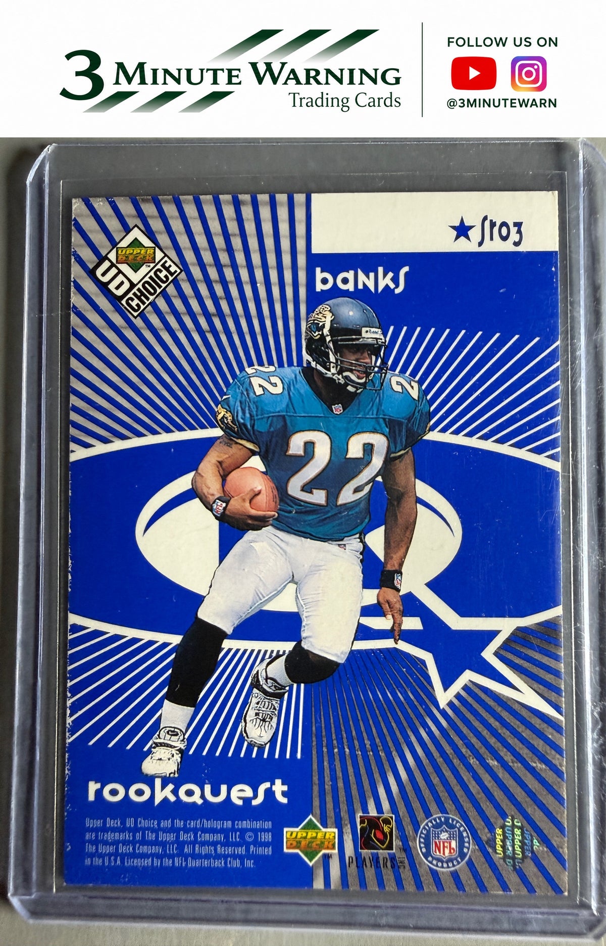 1998 UD Choice #SR03 Barry Sanders / Tavian Banks StarQuest/RookQuest Blue