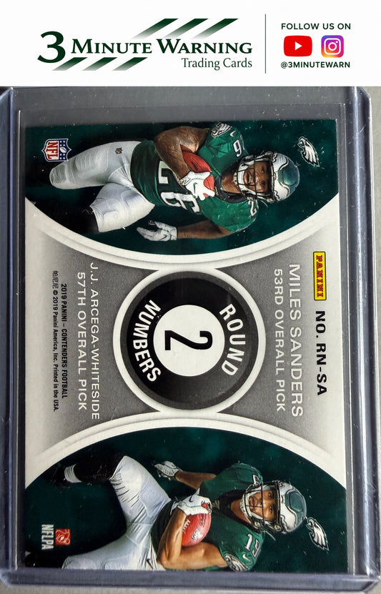 2019 Panini Contenders #RN-SA J.J. Arcega-Whiteside / Miles Sanders Round Numbers Ruby