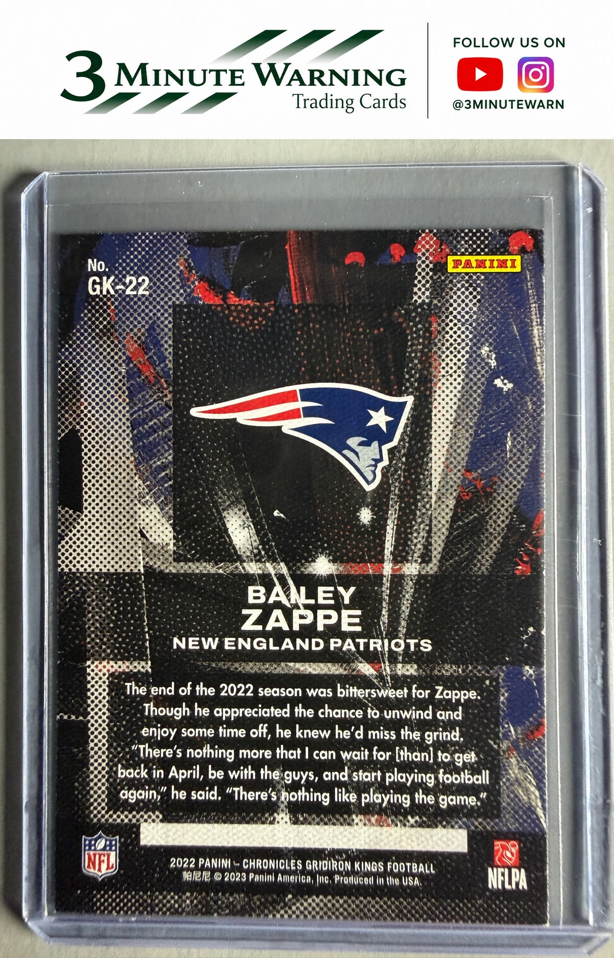 2022 Panini Chronicles #GK-22 Bailey Zappe Gridiron Kings