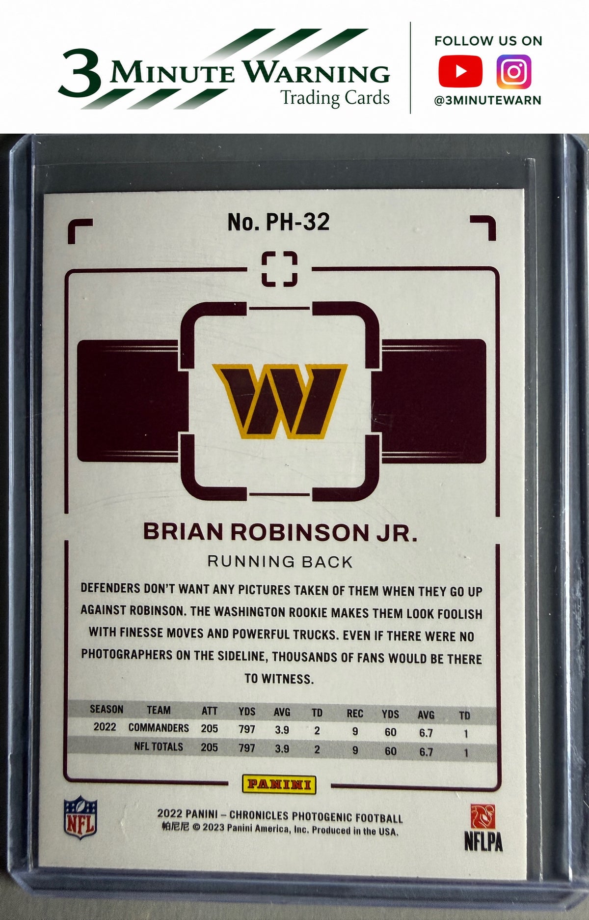 2022 Panini Chronicles #PH-32 Brian Robinson Jr. Photogenic