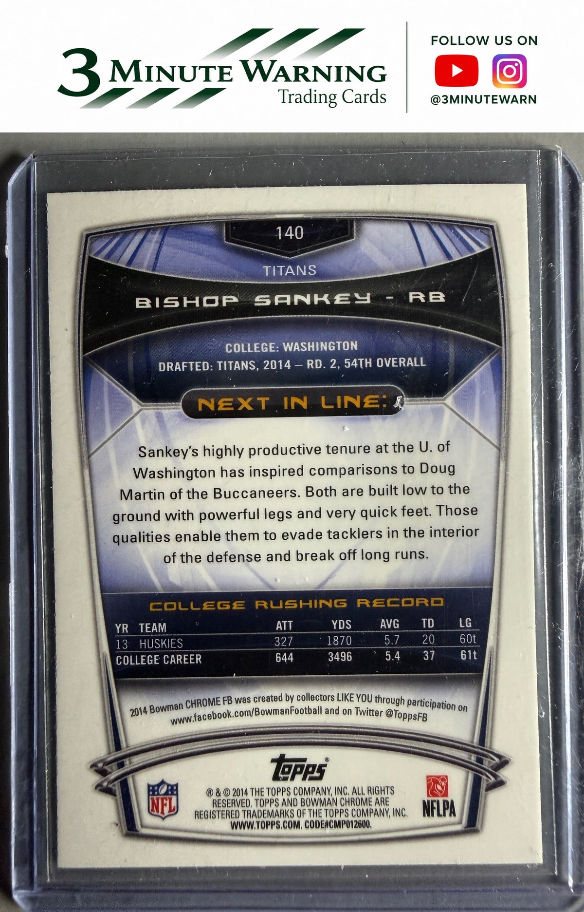 2014 Bowman Chrome #140 Bishop Sankey