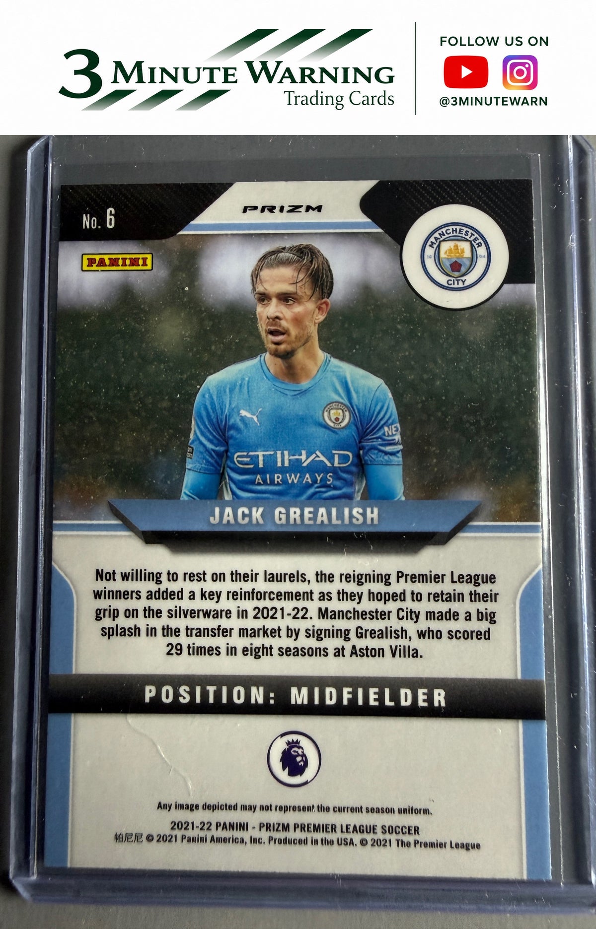 2021-22 Panini Prizm Premier League #6 Jack Grealish Prizm Green Wave
