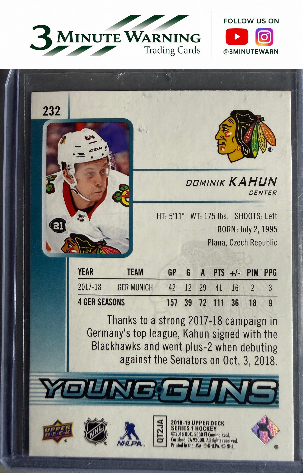 2018-19 Upper Deck #232 Dominik Kahun
