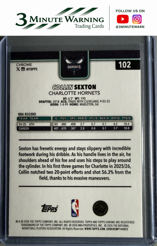 2025-26 Topps Chrome Update #102 Collin Sexton XFractor
