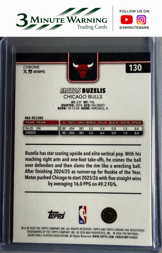 2025-26 Topps Chrome Update #130 Matas Buzelis Raywave