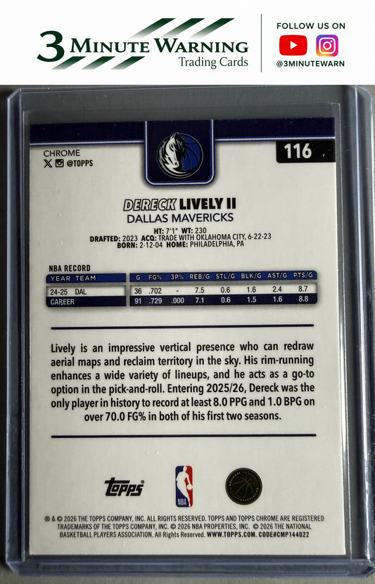 2025-26 Topps Chrome Update #116 Dereck Lively II XFractor