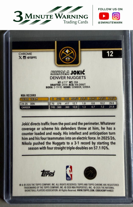 2025-26 Topps Chrome Update #12 Nikola Jokic
