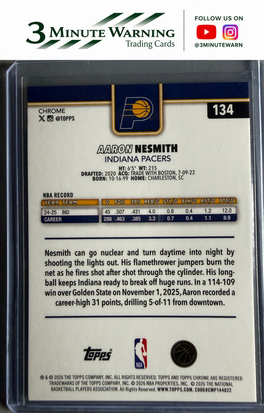 2025-26 Topps Chrome Update #134 Aaron Nesmith