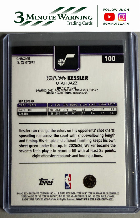 2025-26 Topps Chrome Update #100 Walker Kessler