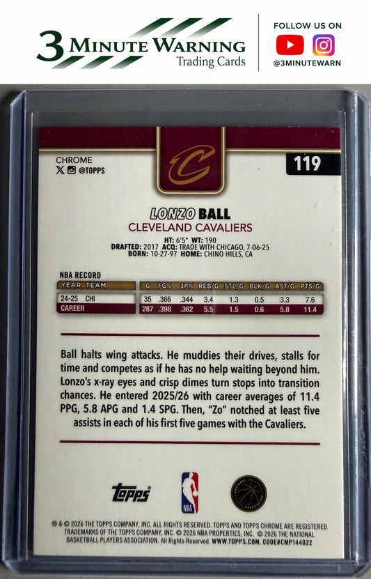 2025-26 Topps Chrome Update #119 Lonzo Ball