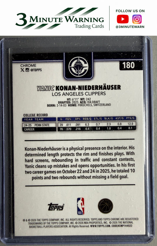 2025-26 Topps Chrome Update Yanic Konan-Niederhauser XFractor