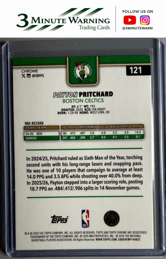 2025-26 Topps Chrome Update #121 Payton Pritchard XFractor